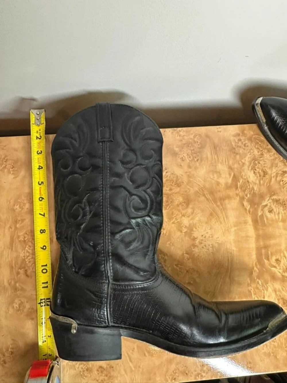 Laredo Black Lizard Print Western Cowboy Boots Silver Toe Men's 11D